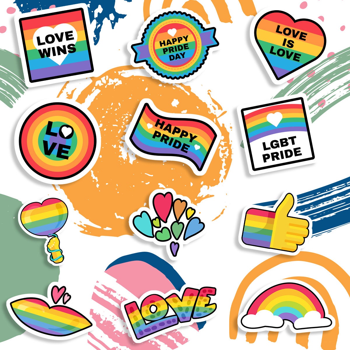 LGBTQ pride sticker pack, pride water bottle sticker, gay laptop sticker,  pride tumbler sticker, planner sticker gay,pride stickers pack – litocraft